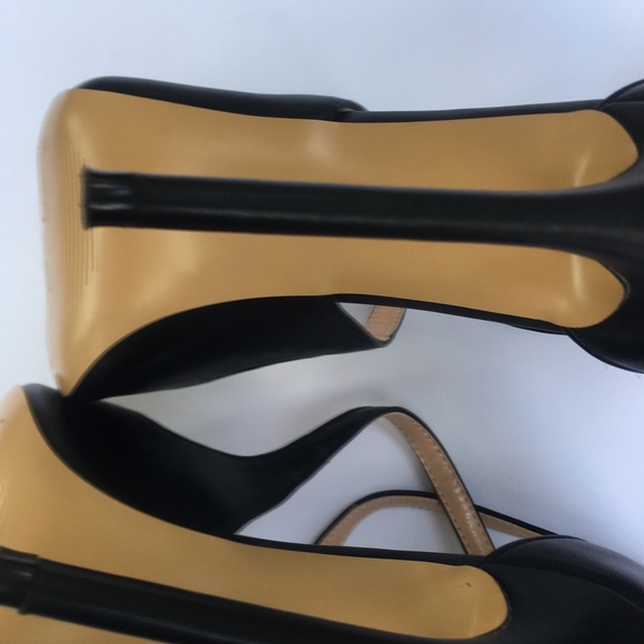 Black Stiletto Heel Criss Cross Strap Pumps - Picture 4 of 8